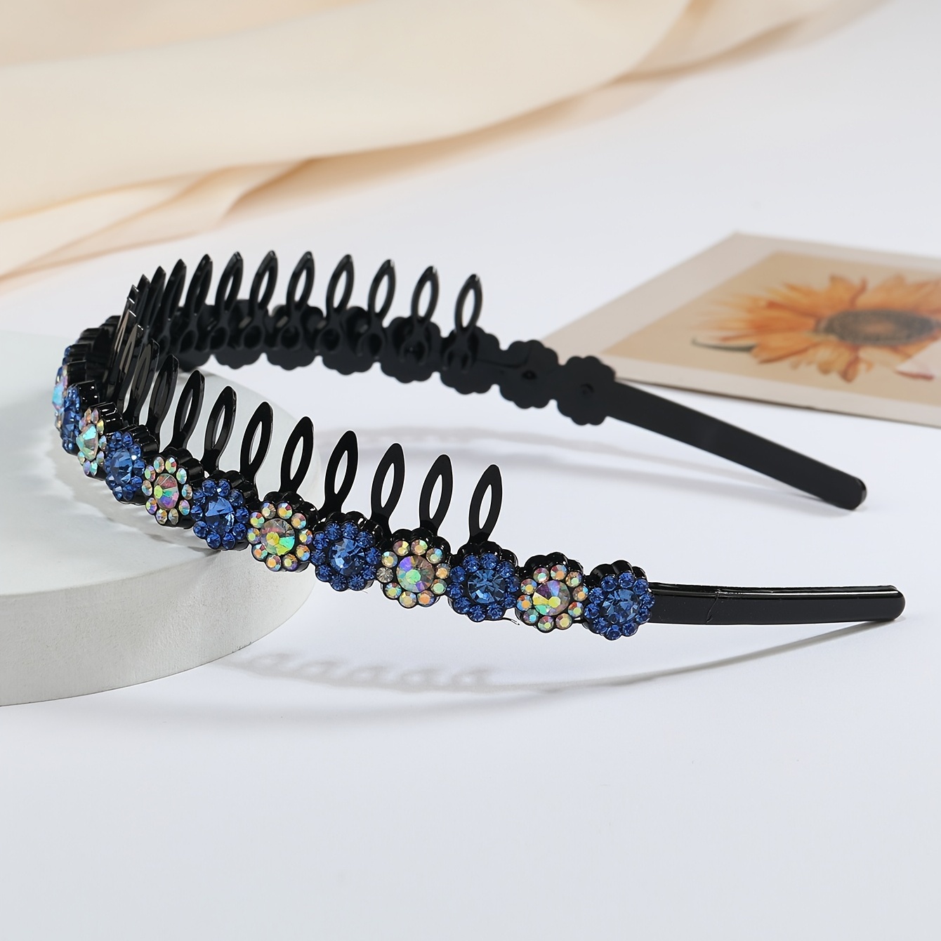 Teeth Comb Headband Crystal Beaded Hairband Non-Slip Headband