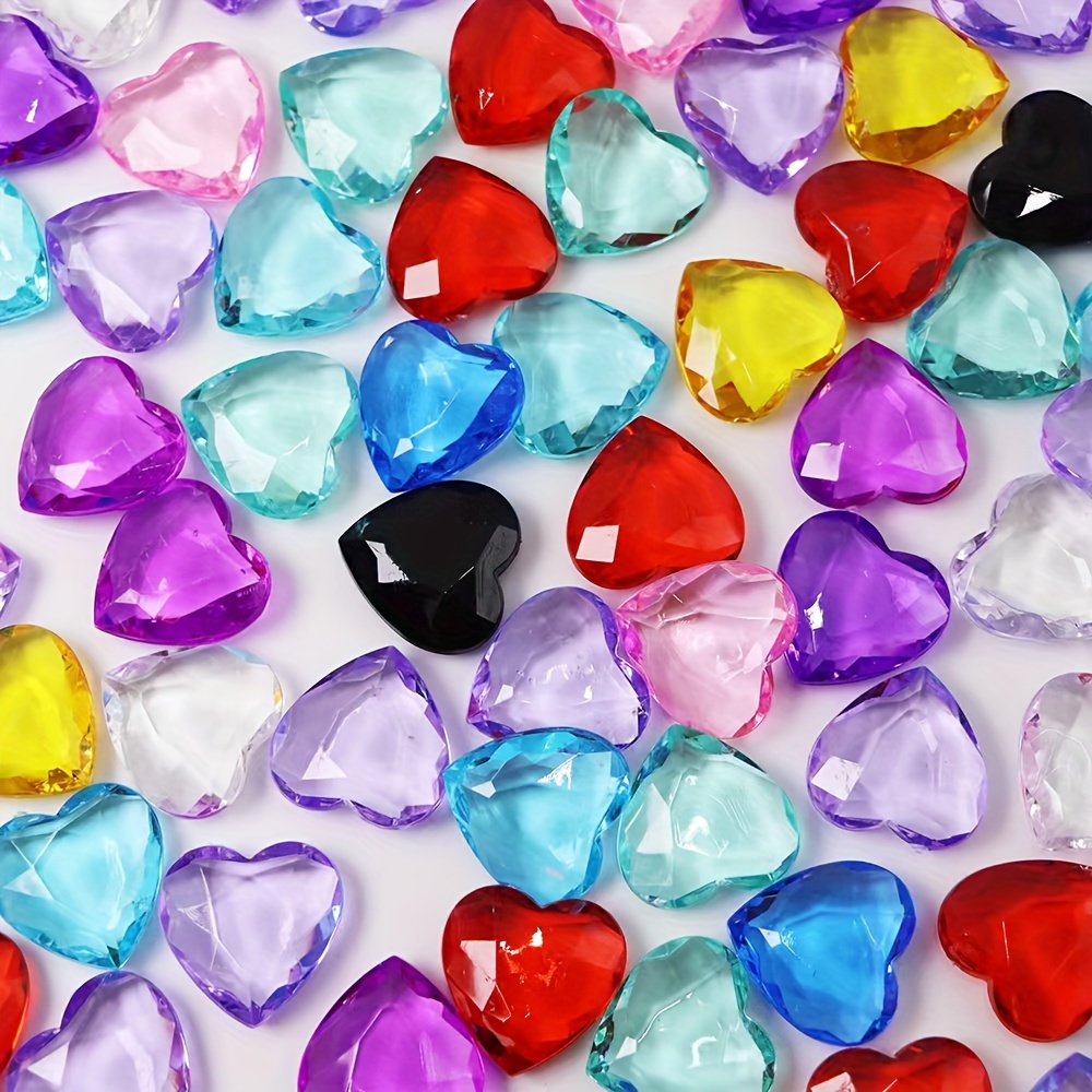 Assorted Color Heart Colorful Heart Gems Valentine's Day - Temu