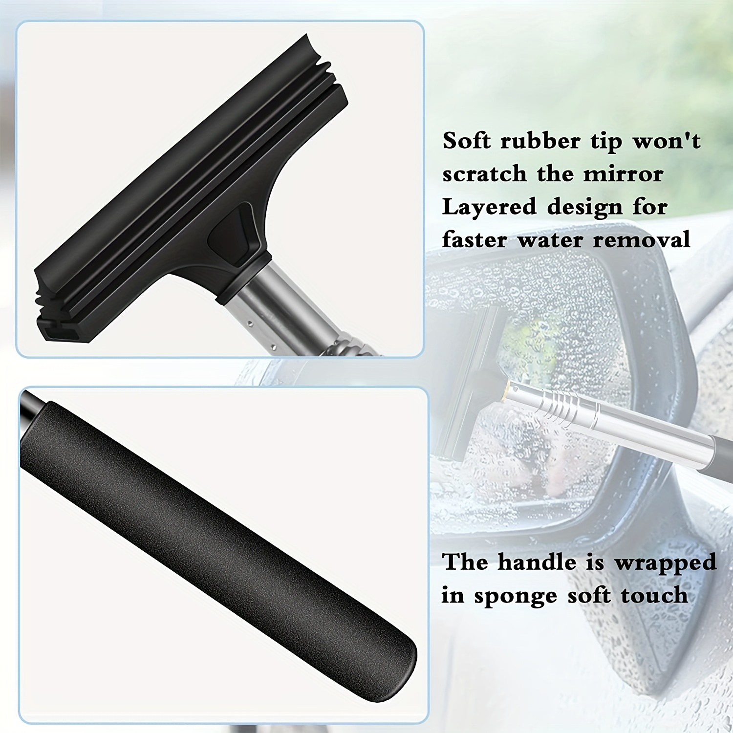 Window Squeegee Cleaner 38 Extendable Long Handle Car Cleaning Window  Glass