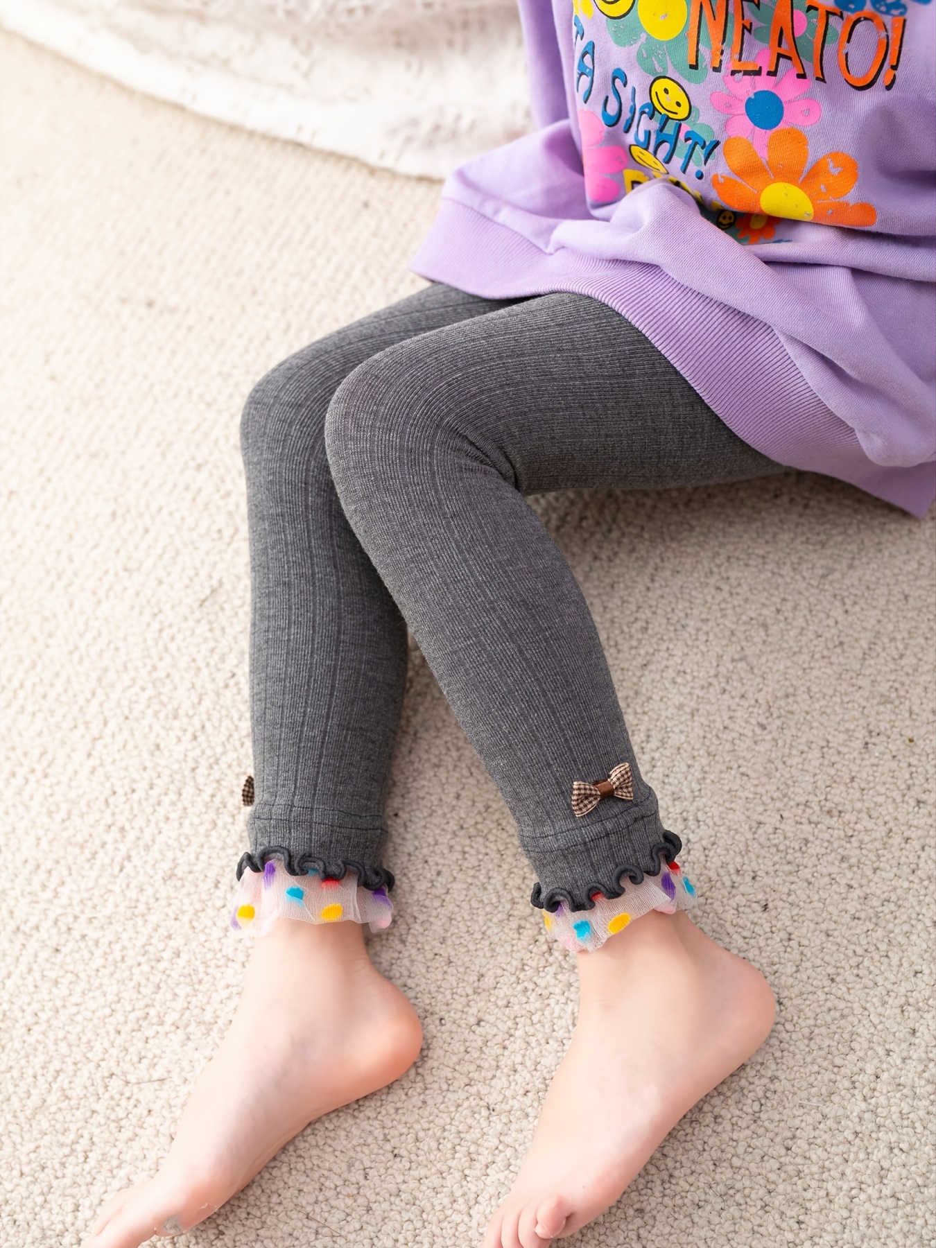 Toddler Girls Puff Sleeve Top Footless Leggings Starry Tulle - Temu