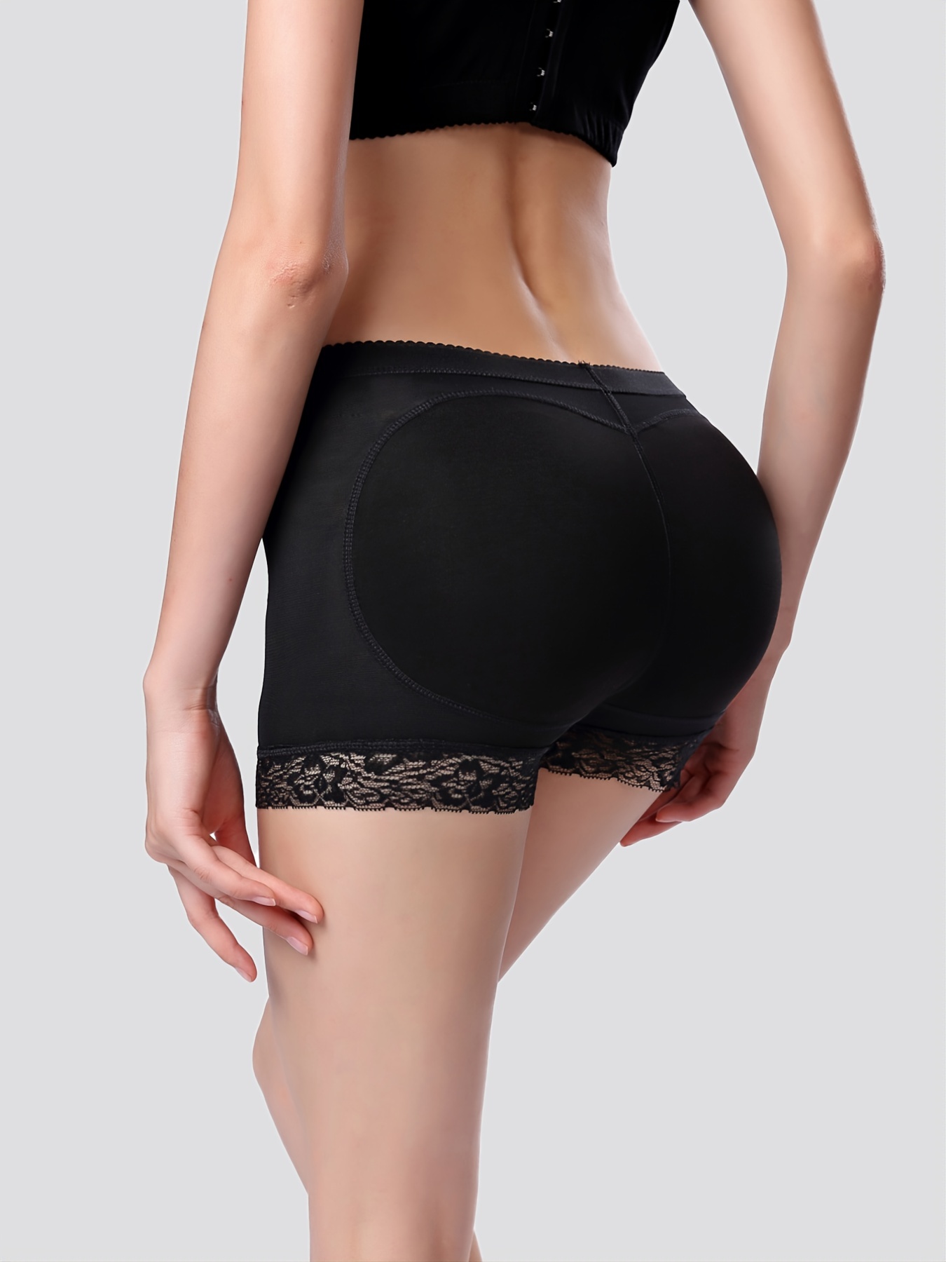 Comfortable & Soft Panties With Padded Buttocks, High Waist Lace Mesh  Seamless Shorts Control Panties, High Coverage Women's Underwear & Lingerie