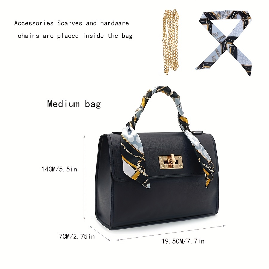 Trendy Mini Flap Handbag, Women's Faux Leather Chain Crossbody Bag, Stylish  Top Handle Purse,a Handbag Wrapped In A Silk Scarf, Fashion Chain Small Bag  - Temu Australia