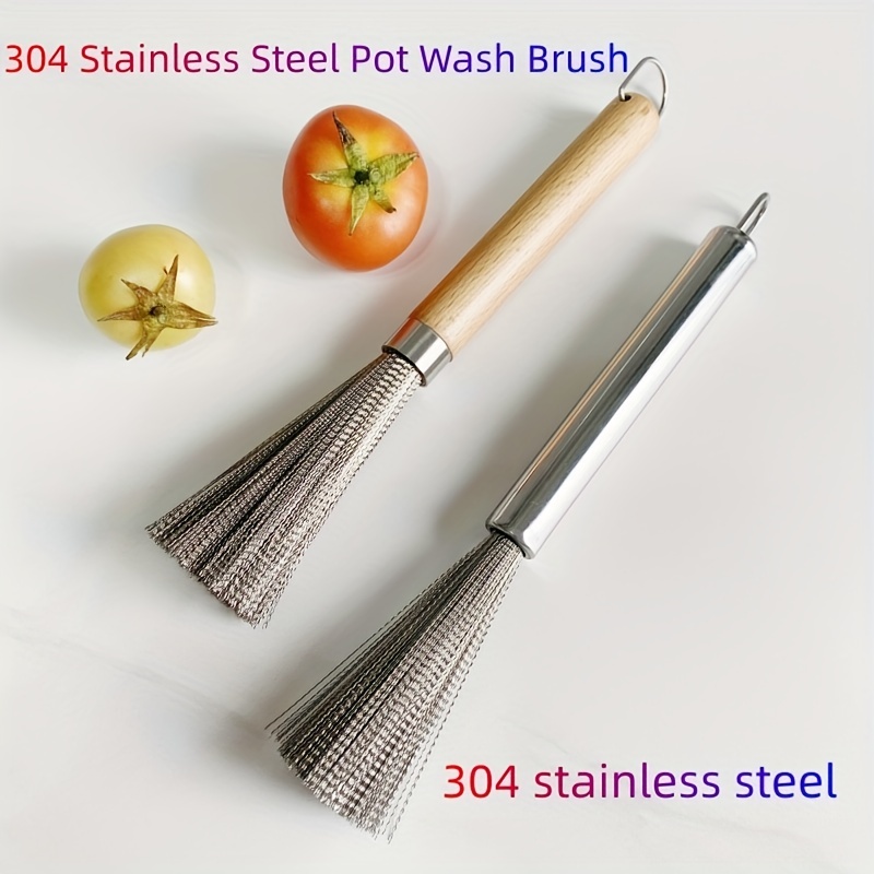 3Pcsstainless steel bristles Kitchen Brush Handle Brush Dish Scrub