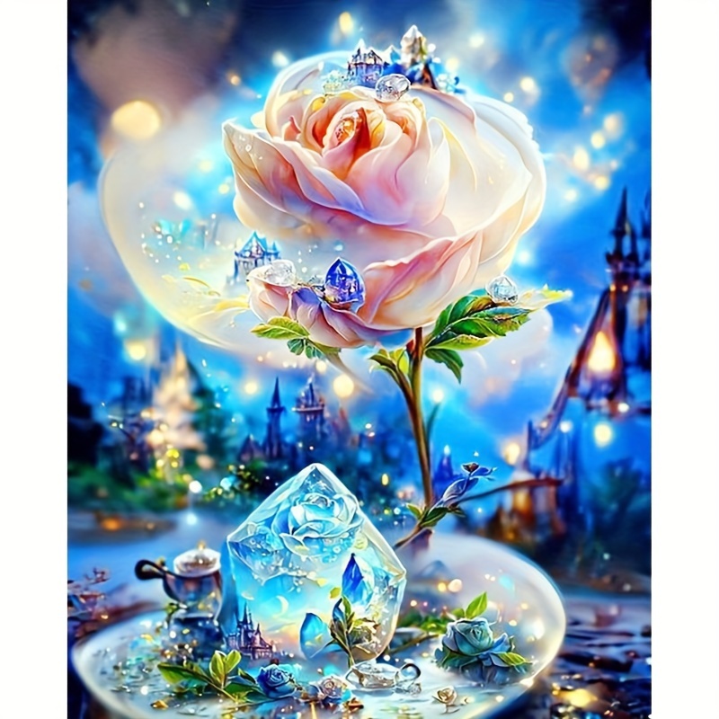 5D Glowing Flower Diamond Painting Lovely Rose Design Embroidery Portrait  Decors