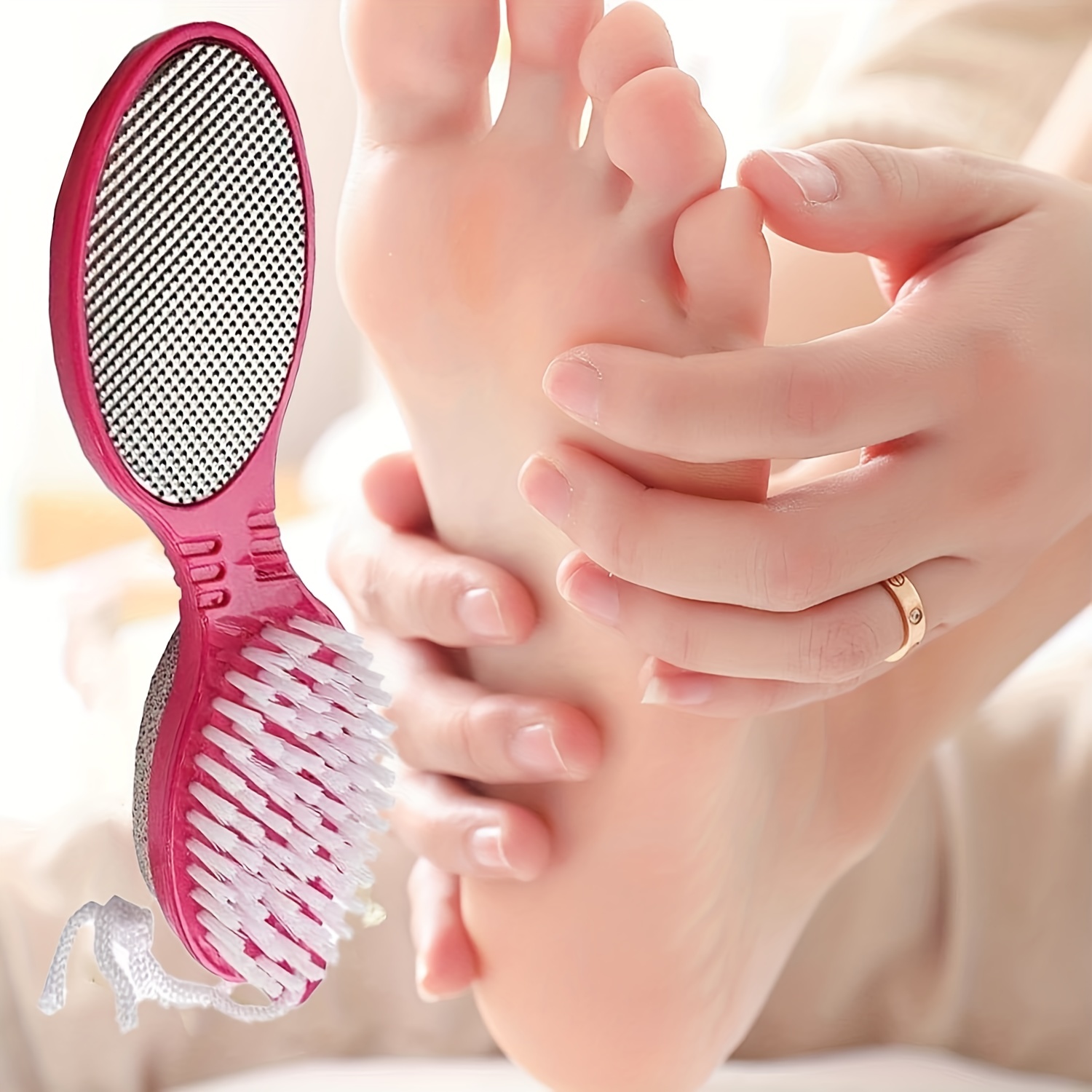 2 Pieces 4 In 1 Pedicure Tool Foot Scrubber Brush For Dry And Wet