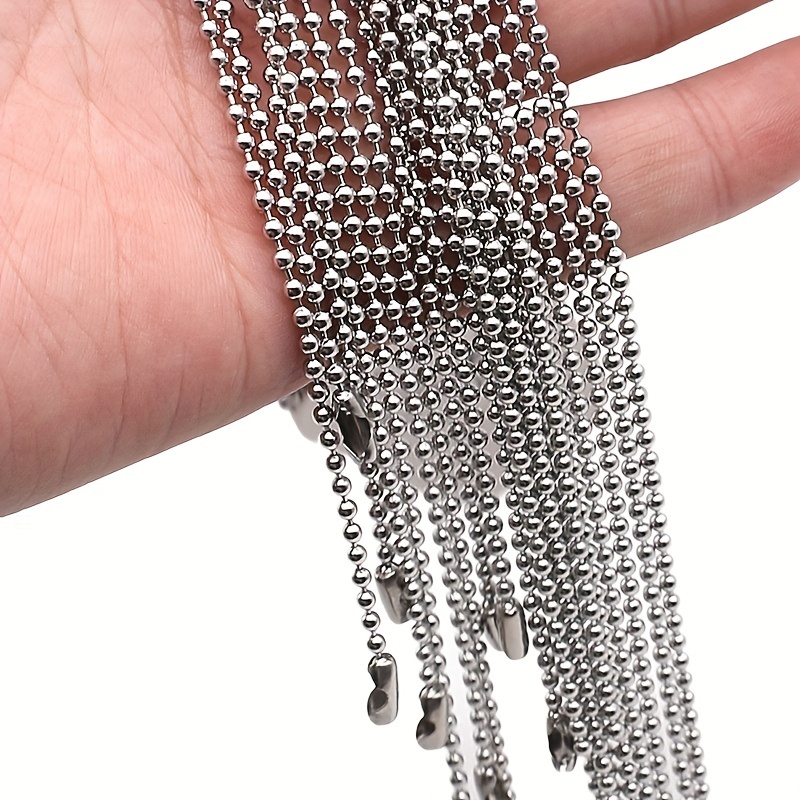 2.4mm 24 inch Stainless Steel Beaded Necklace Chain : Perfect for DIY Crafts, Jewelry, Jewels Making, and Military Dog Tag Necklace for Men !,Temu