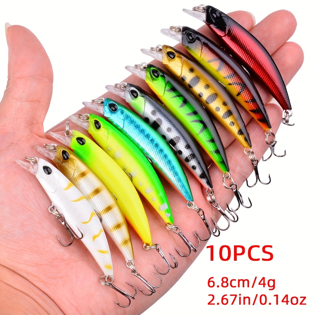 10 Pcs Fishing Lures Crankbaits Hook Minnow Baits Bass Tackle Crank Fishing Kit