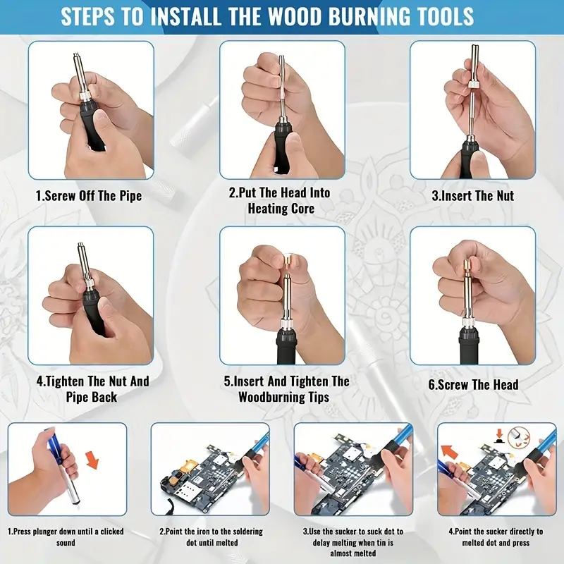 Electric Soldering Iron, Wood Burning Kit Engraving Pen Woodburner Flipping  Word Embossing Pyrography Tool Craft Set - Temu