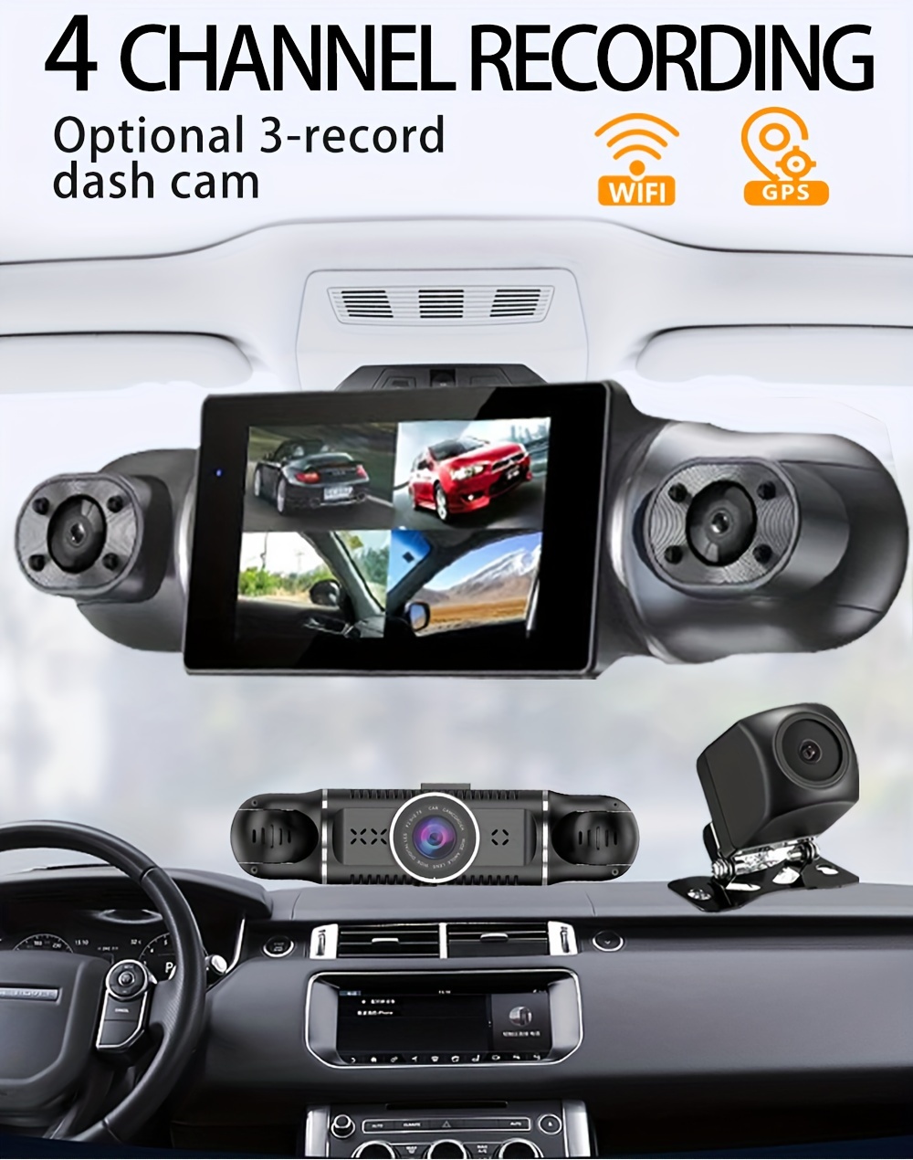 Front and Rear 1080P Dual Dash Camera for Cars, Optional GPS