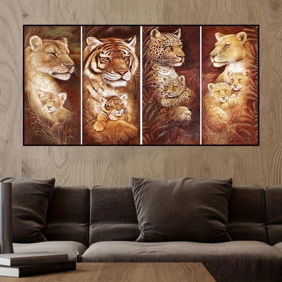 Tiger Pattern Diamond Painting Kit 5d Diy Mosaic Handmade - Temu