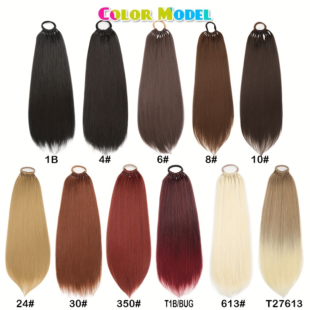 straight ponytail with elastic band 32inch synthetic hair ponytail extensions 12strands womens hairpieces false tail for women halloween christmas details 1