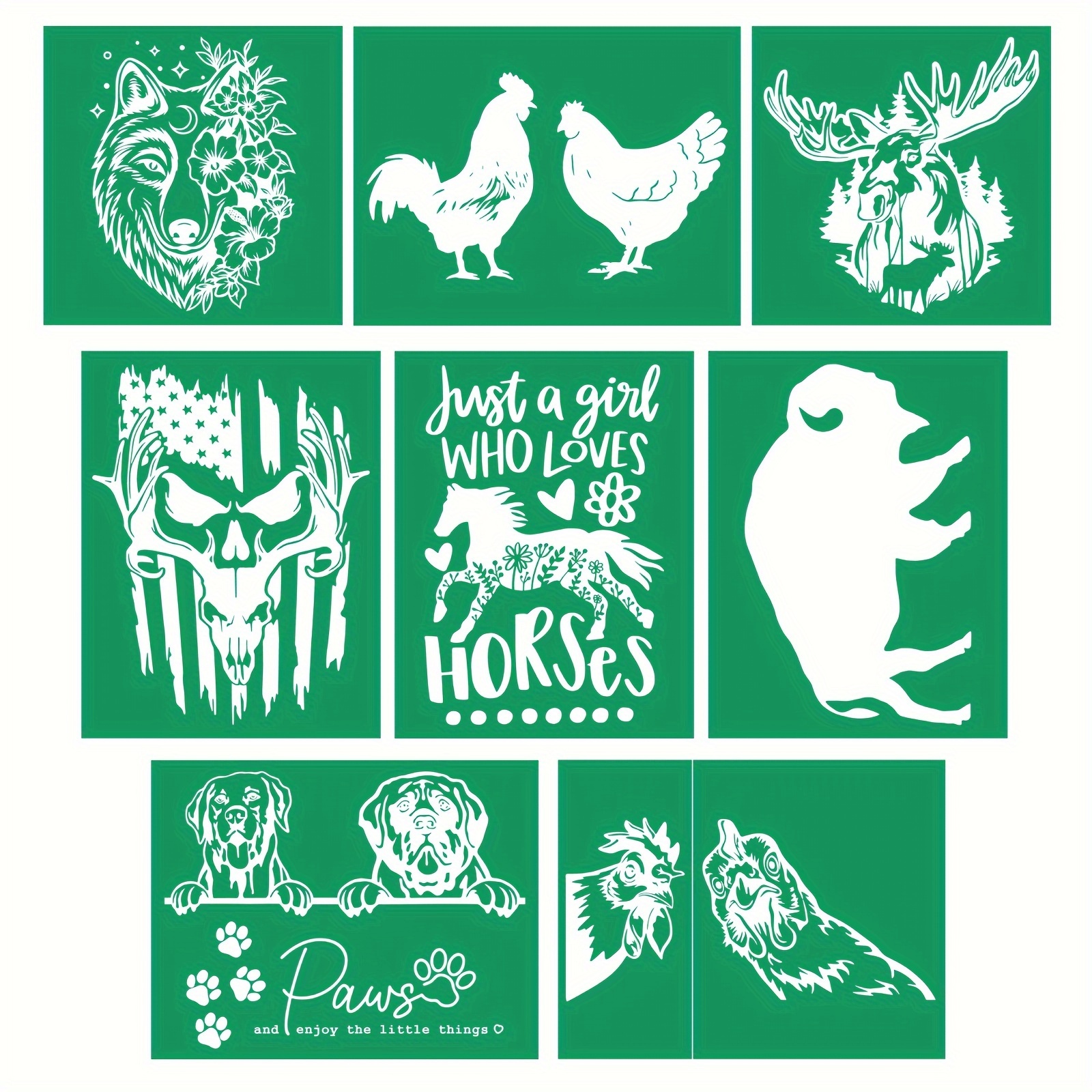 Christmas Theme Self-Adhesive Silk Screen Stencils Screen Print Transfers 8  Pcs