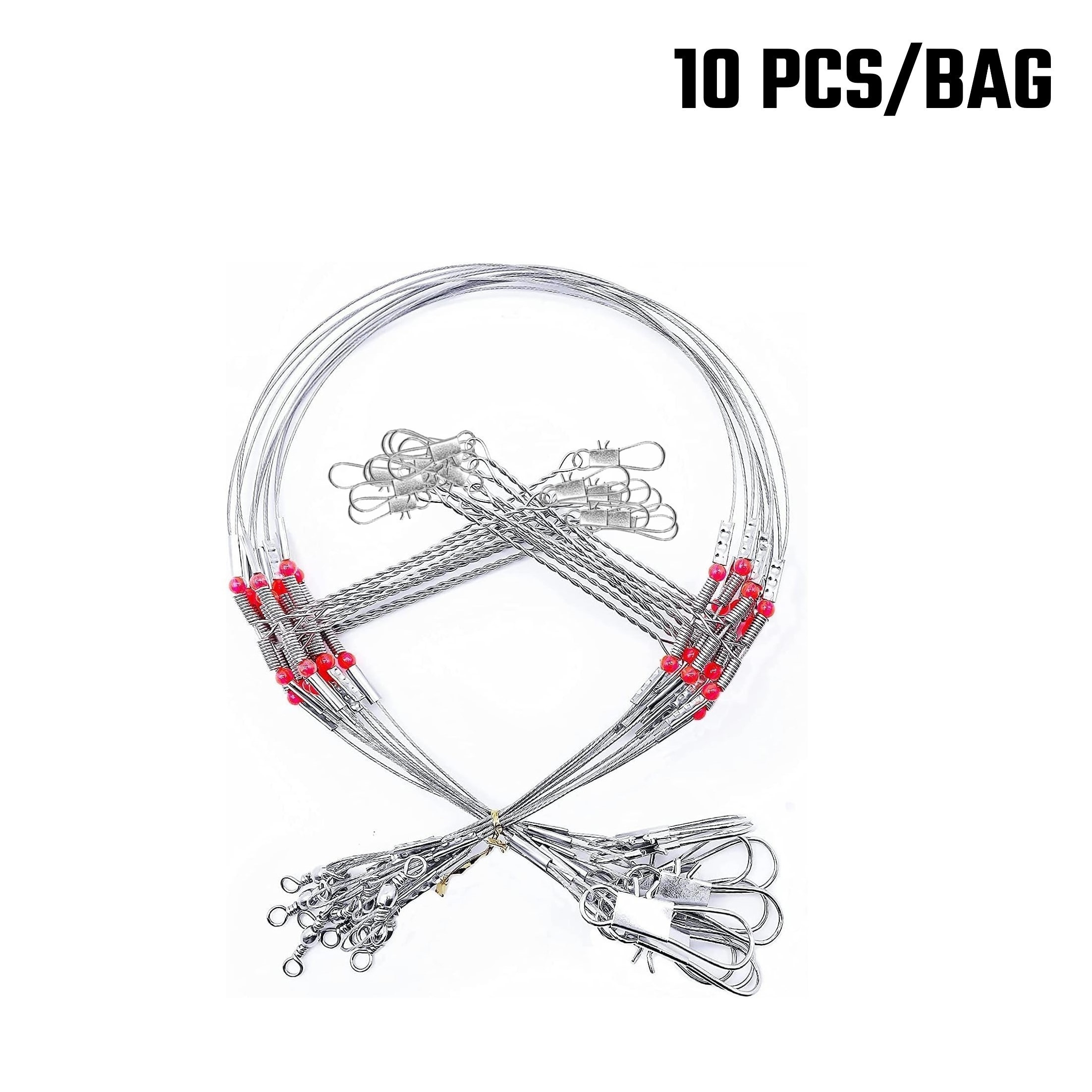  Fishing Leaders Saltwater Bottom Rigs,12pcs Stainless Steel  Fishing Wire Leader Rigs with Swivel Snap Beads High-Strength Saltwater  Surf Fishing Tackle Rig for Lure Bait Hook 1Arm/2Arm : Sports & Outdoors