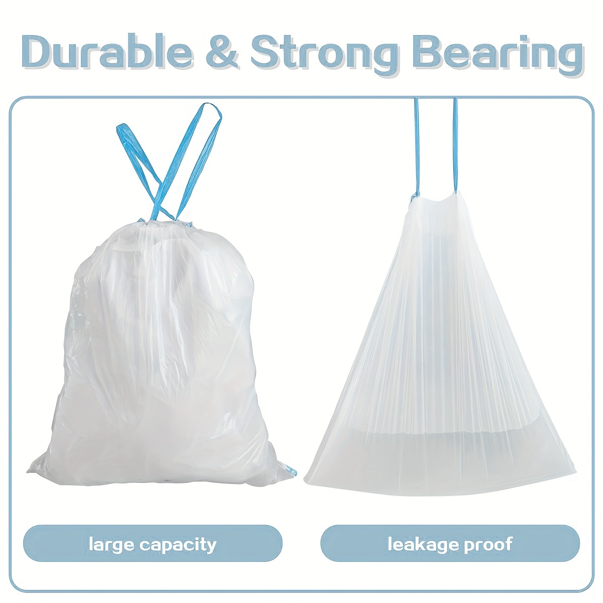 15pcs/roll Drawstring Trash Bags With Automatic Closing, Easy To Close By  Tearing Off