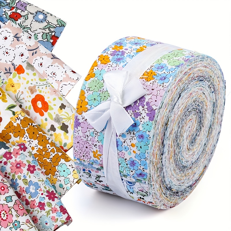  60 Pcs Cotton Jelly Christmas Fabric Roll Santa Snow Fabric  Strips Cotton Jelly Fabric Halloween Quilting Fabric Roll for Quilting  Cloth Patchwork Sewing DIY Craft,12 Styles