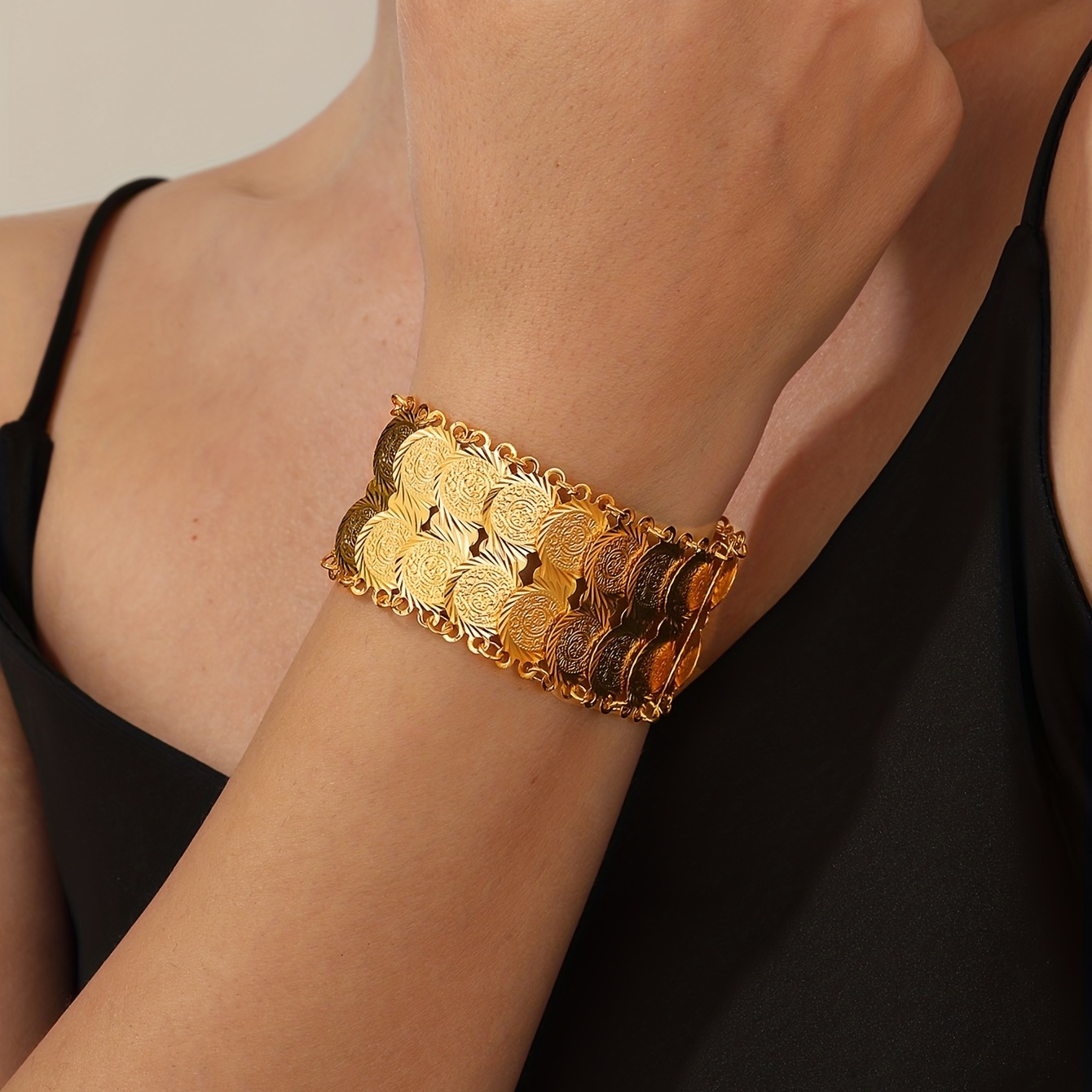 Golden Double Layer Ancient Coin Bracelet