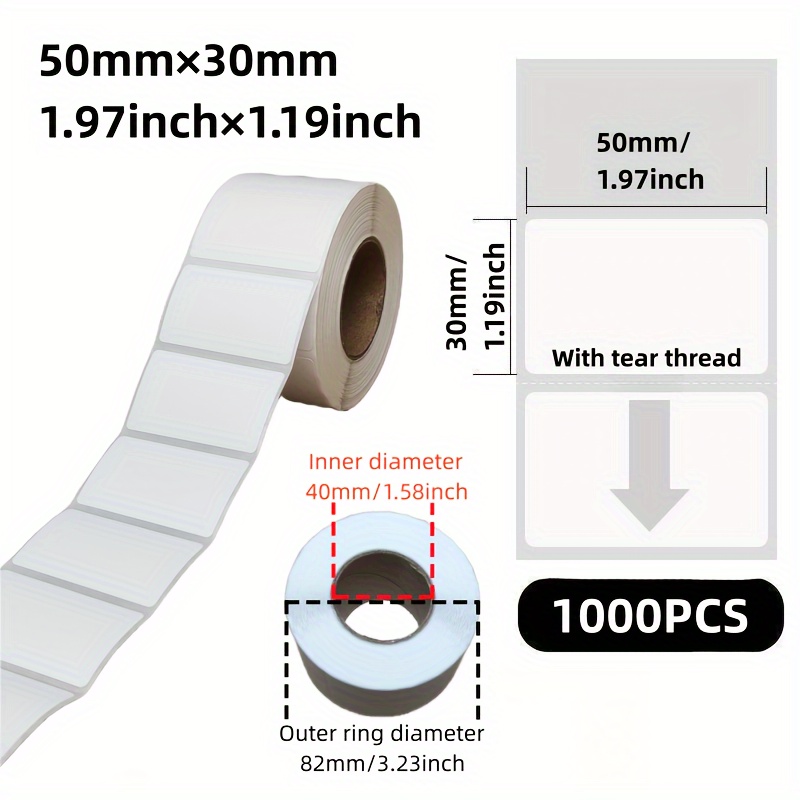 1000 pièces étiquettes étiquettes thermiques 50 x 30 mm - Temu Belgium