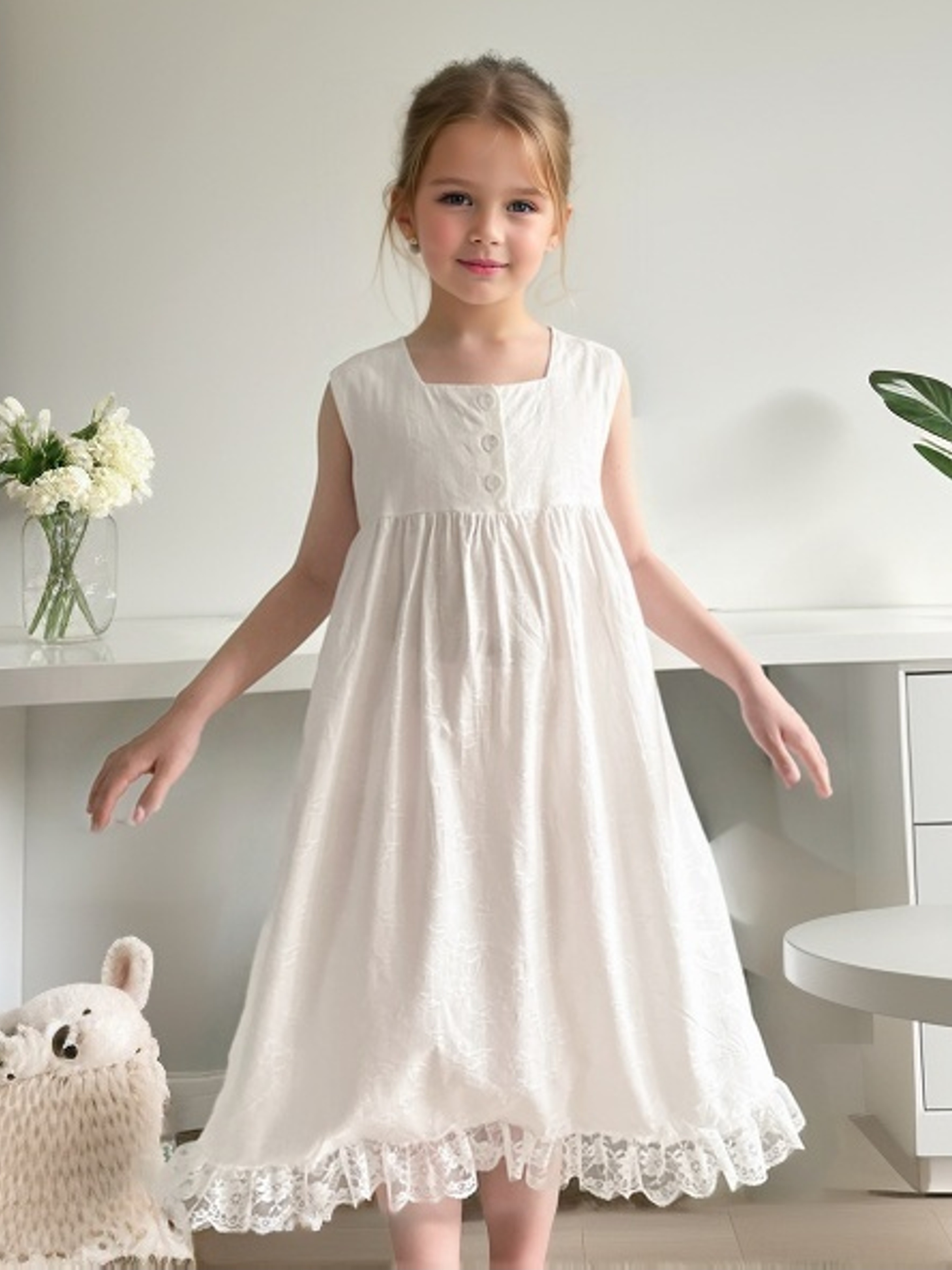 Girls Elegant Ruffle Trim Princess Dress Pajamas Kids - Temu Canada