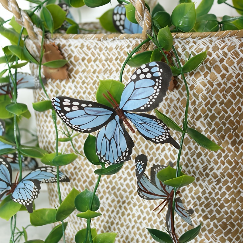 Green Silk Artificial Hanging Vine With Butterfly Garland - Temu