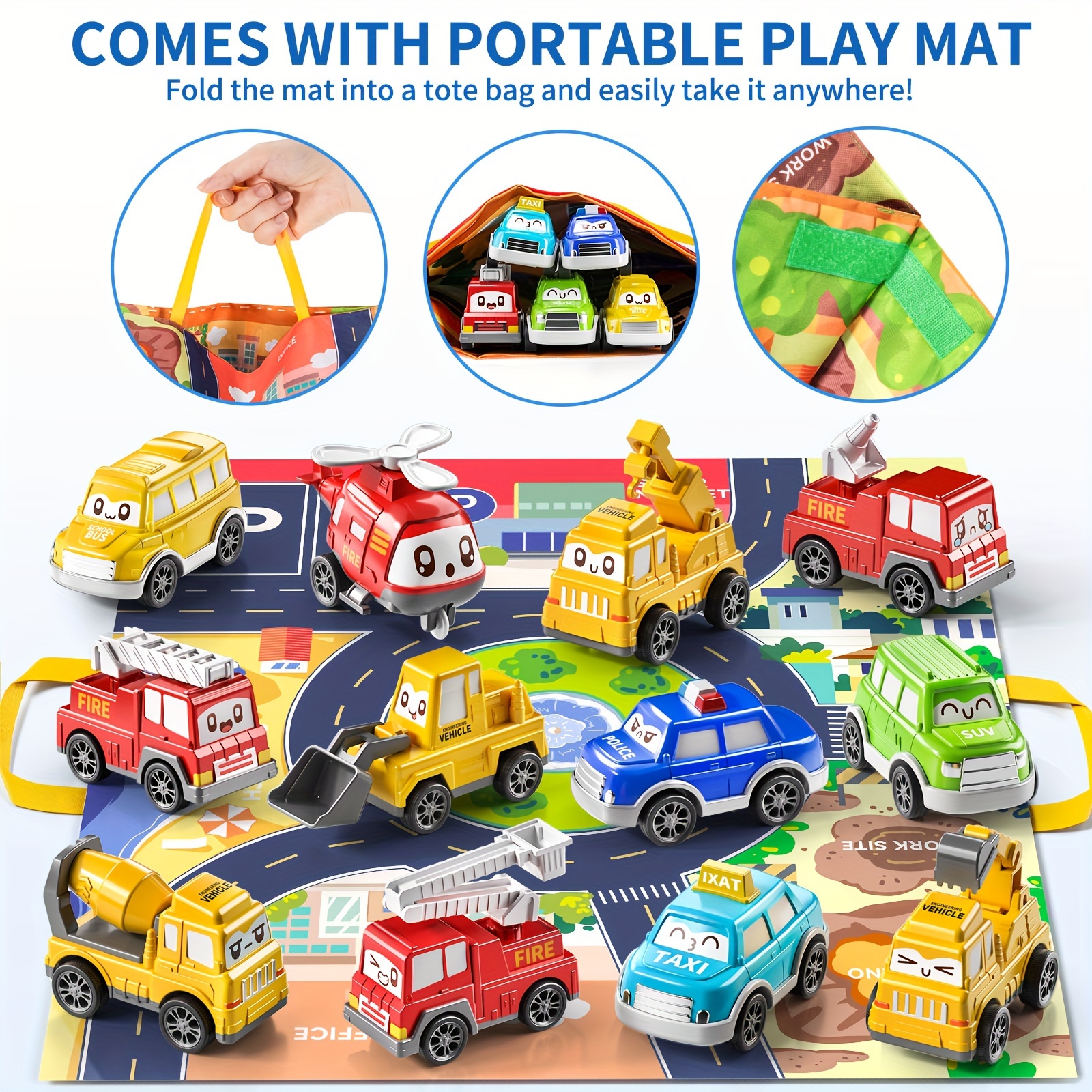Alloy Carsboys Construction Vehicles Truck Toys Set With Play Mat - 8 Mini  Engineer Pull Back Cars, Playmat & 12 Road Signs, Toy Car Set Birthday Gift