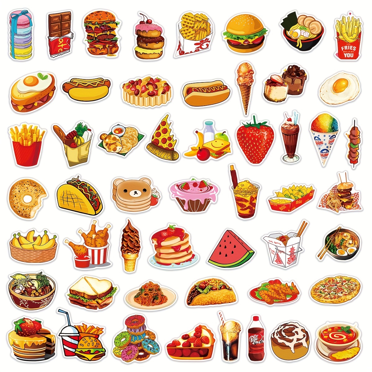 Gourmet Food Y2k Wind Kawaii Stickers Can Beautify Table - Temu Norway