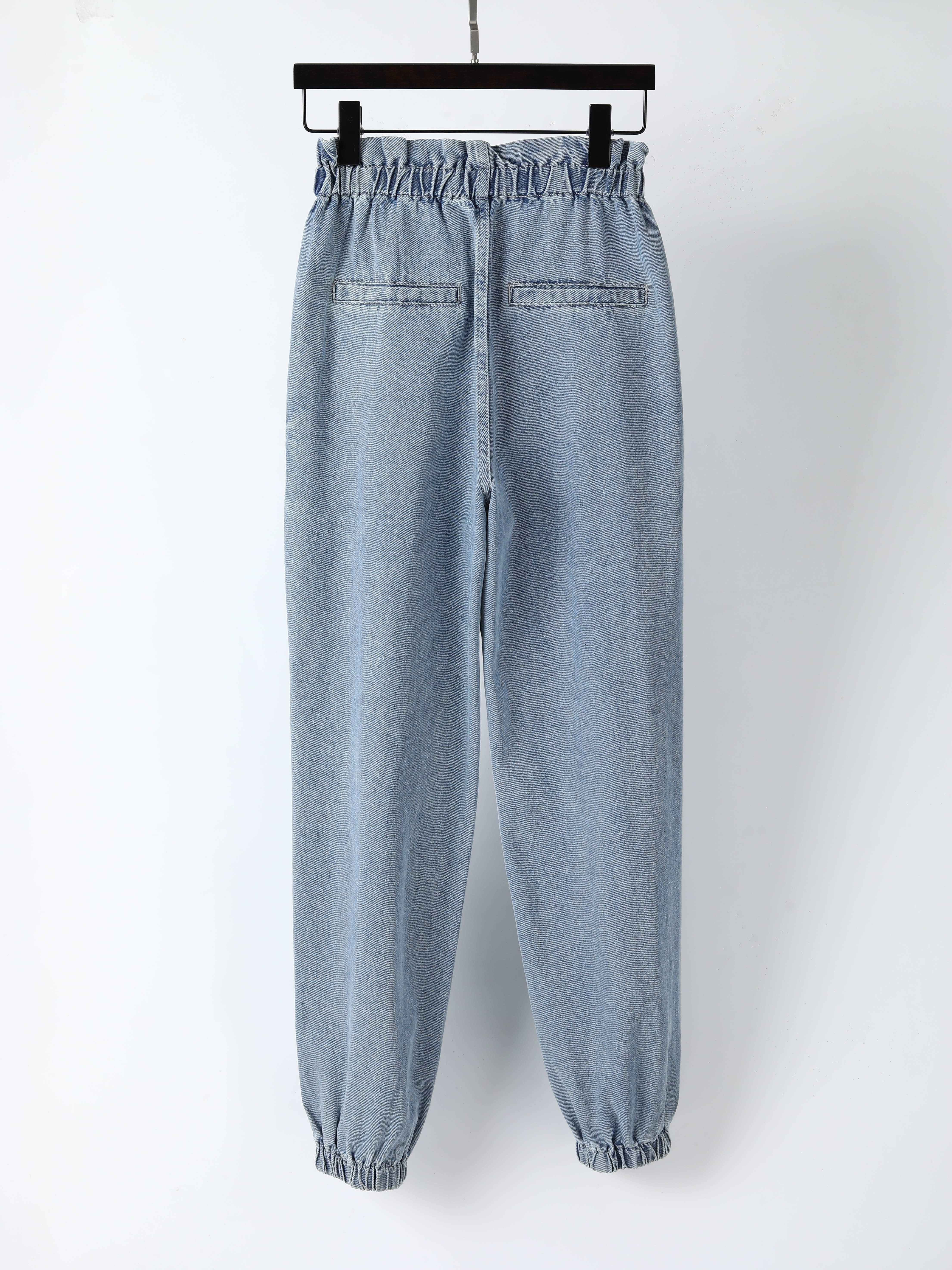 Paperbag Waist Jogger Jeans High Denim Pants Women's - Temu