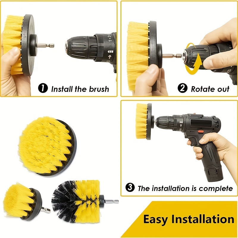 Electric Drill Brush Kit Round Plastic Scrubber Brushes for Kitchen Grout  Floor Auto Tires Cleaning Tool Electric Drill Brush Set Round Plastic