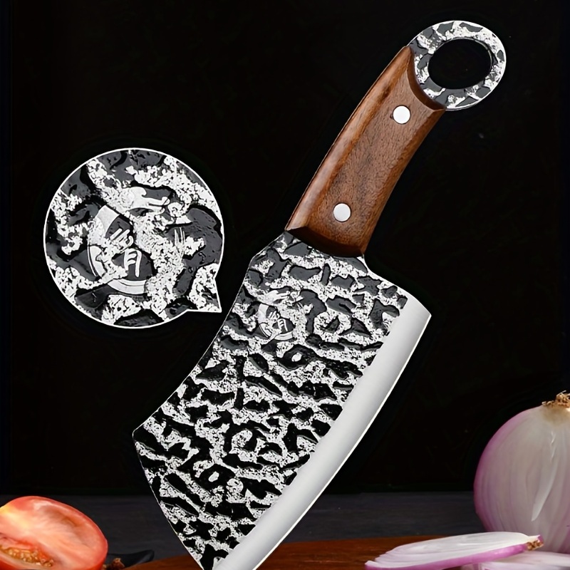 1pc Forged Stainless Steel Handle Fruit Knife & Meat Cleaver For