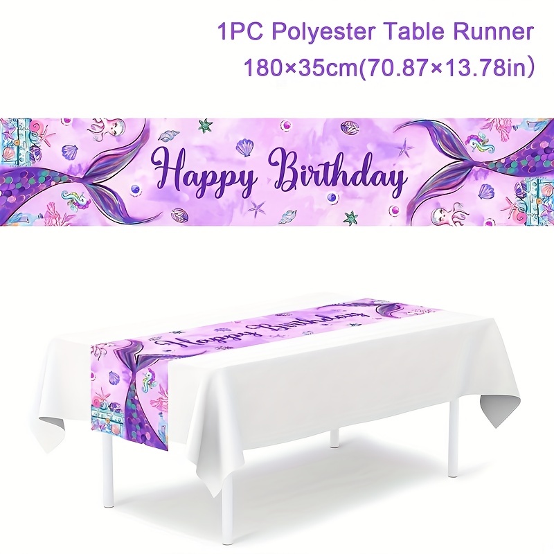 Little Mermaid Theme Party Table Runner Happy Birthday Party - Temu