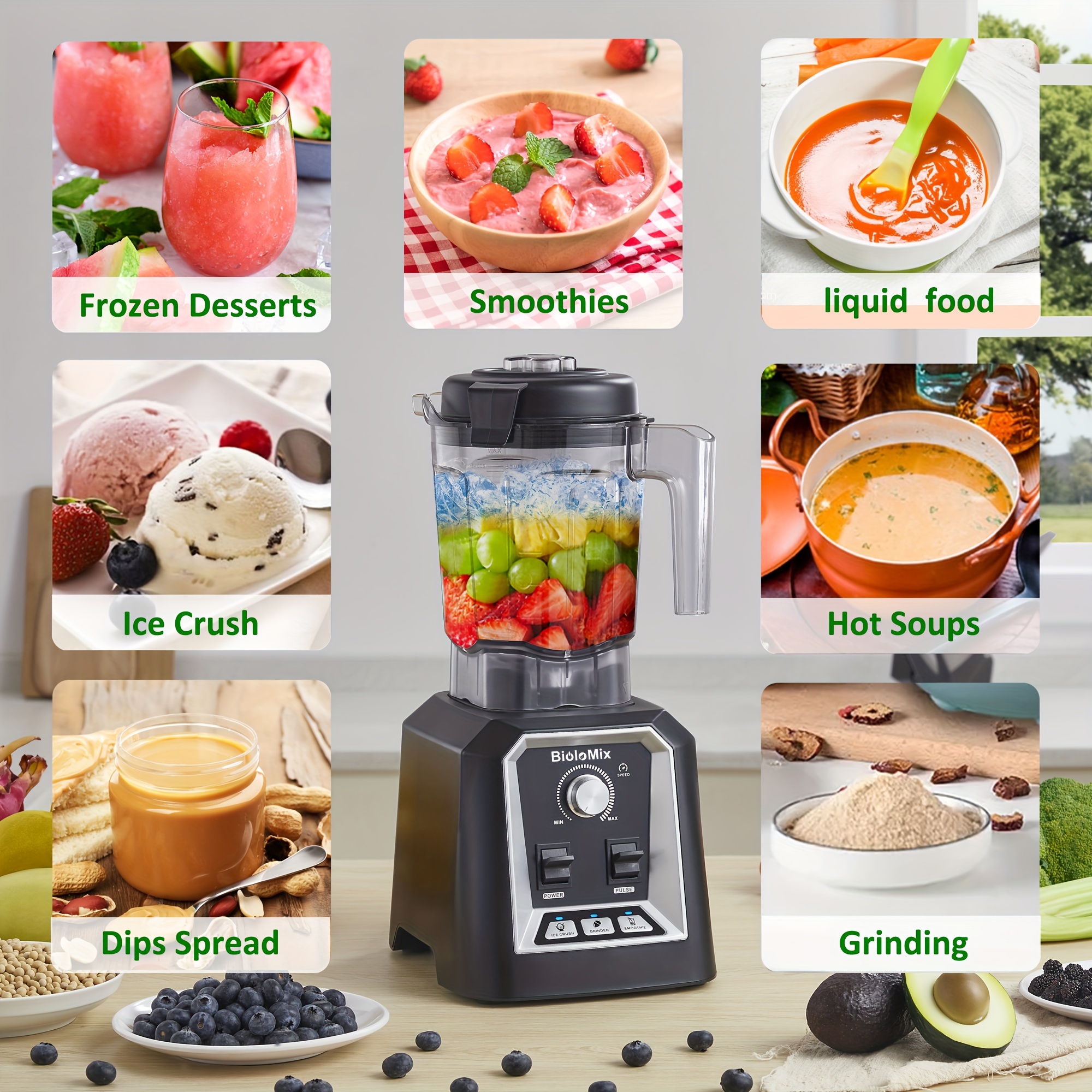 2200W High Power Countertop Blender for Smoothies, Soups & Frozen Drinks