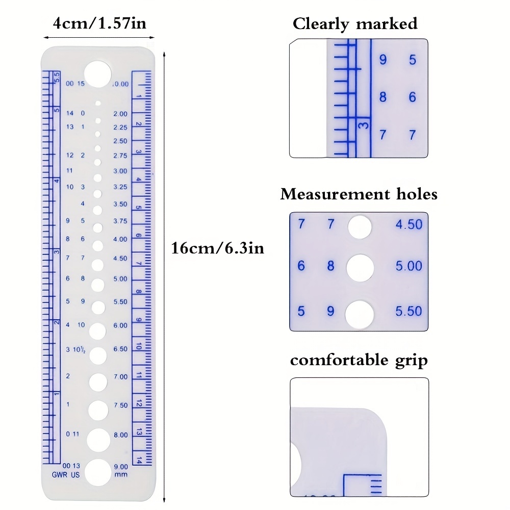 Needle Gauge - Pack of 2 - Knit Measure Size Ruler - Knitting Needles  Measuring Tool - Needle Sizing Tool