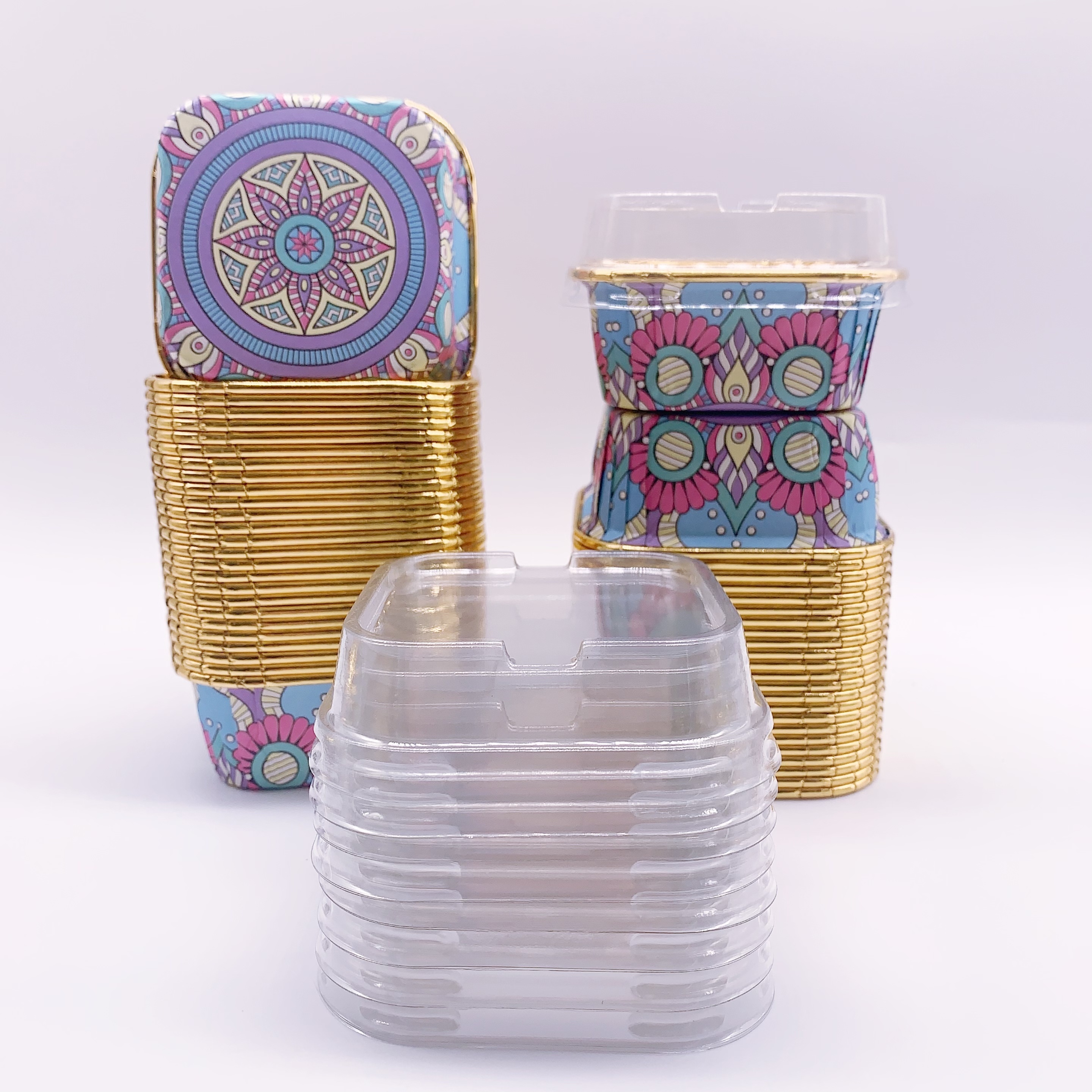 E-shop 50 Stück, Hitzebeständige Papier Cupcake Formen, Folienpapierbecher mit Deckel, Backen Catering Behälter, Kuchenbecher, Kuchenformen, , Ölfeste