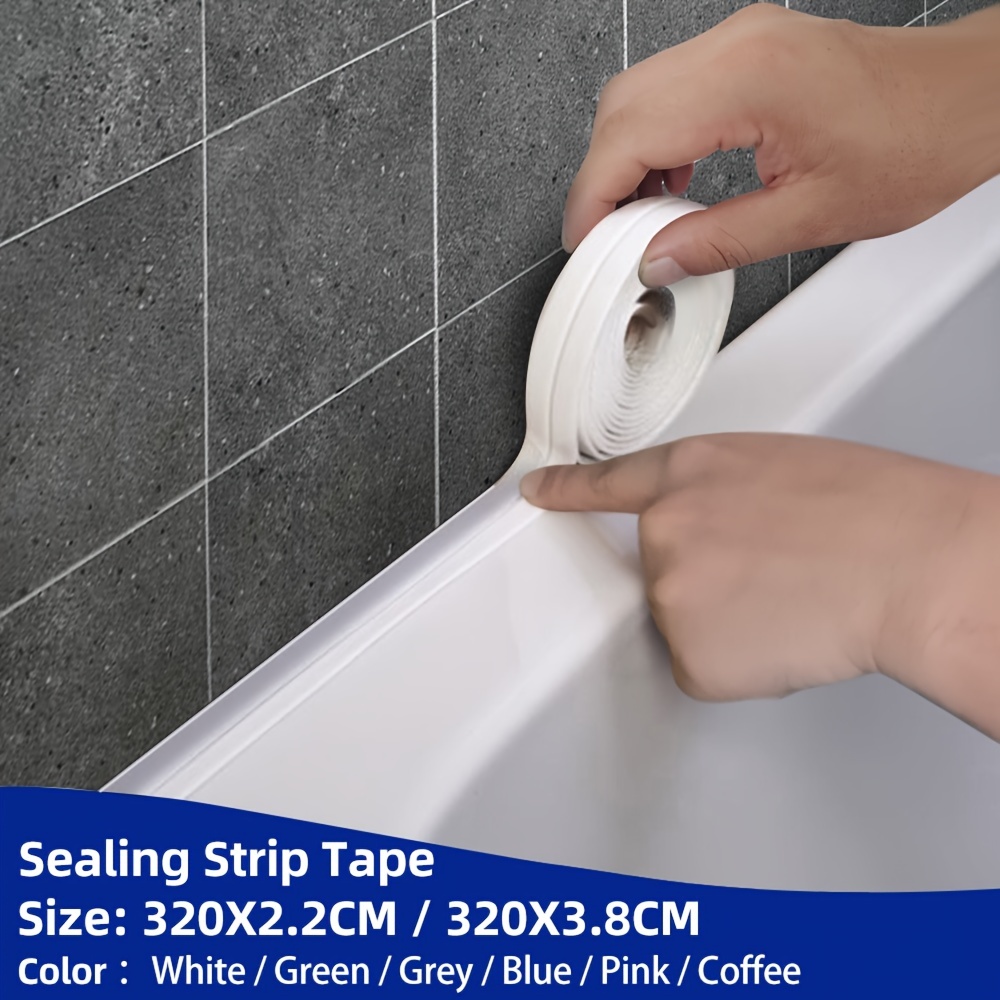 Mastic silicone blanc de salle de bain, ruban d'étanchéité, bande  d'étanchéité imperméable à l'eau autocollante pour baignoire, douche,  toilettes, cuisine, lavabo