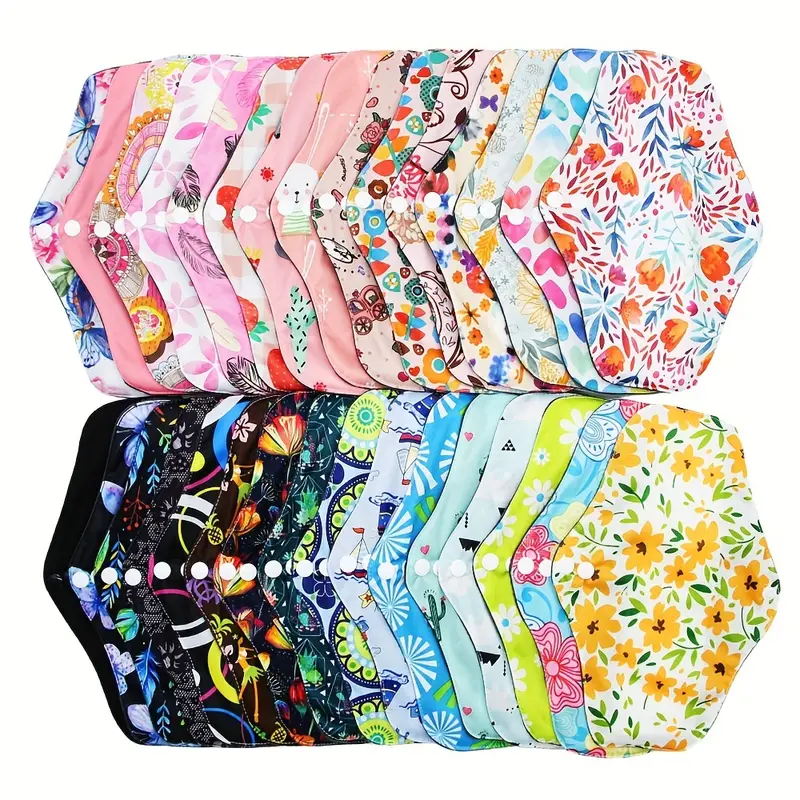 5pcs/10pcs Random Color Reusable Menstrual Pads, Bamboo Cloth Pads For  Heavy Flow Large Sanitary Pads Set With Wings For Women, Washable Overnight  Clo