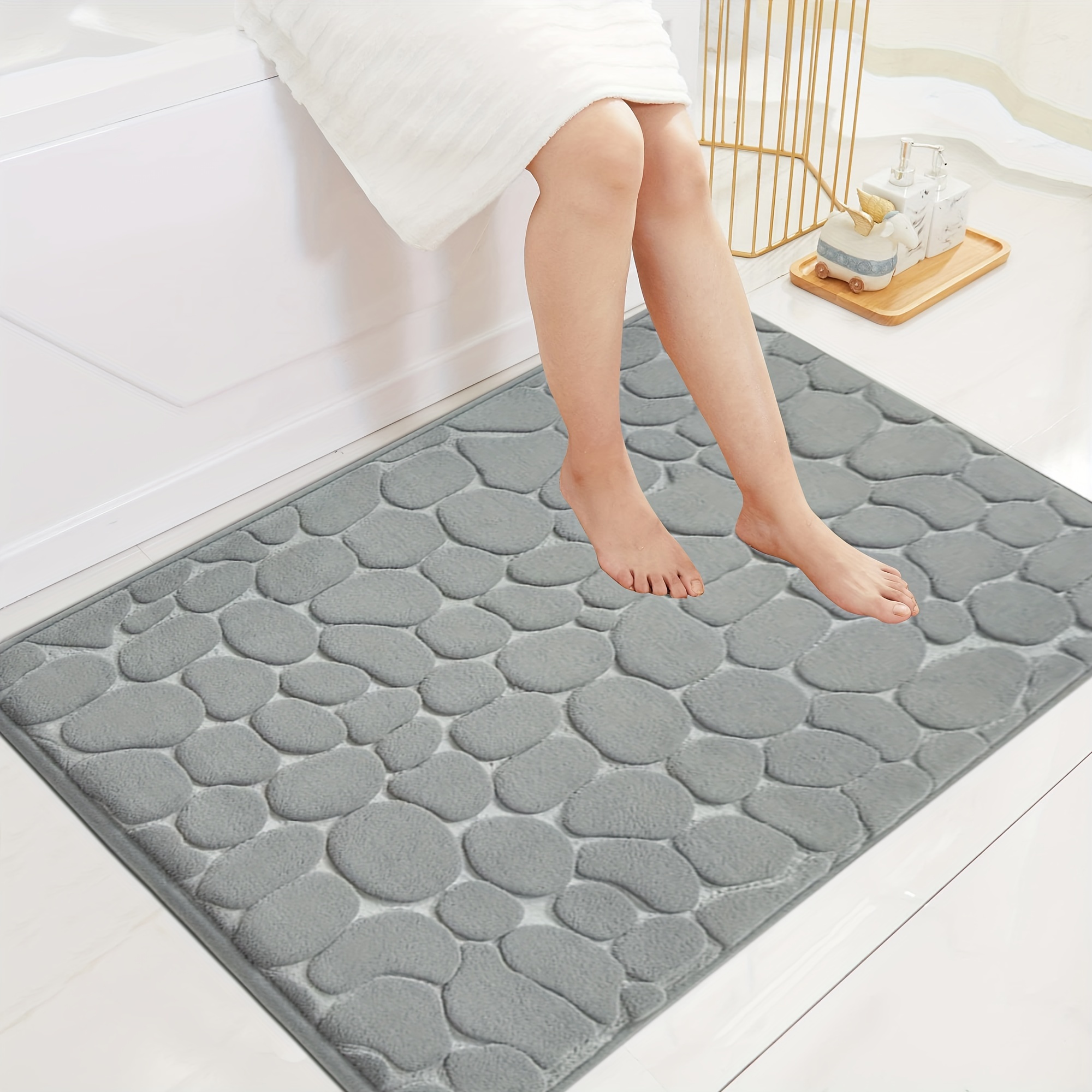 Simple Style Stone Pattern Bath Mat, Washable Sponge Bathroom Non-slip  Floor Mat, Bath Rug, Bathroom Anti-skid Mat, Bathroom Doormat, Bedroom  Carpet, Floor Mat For Bathroom Hallway Living Room Bedroom - Temu