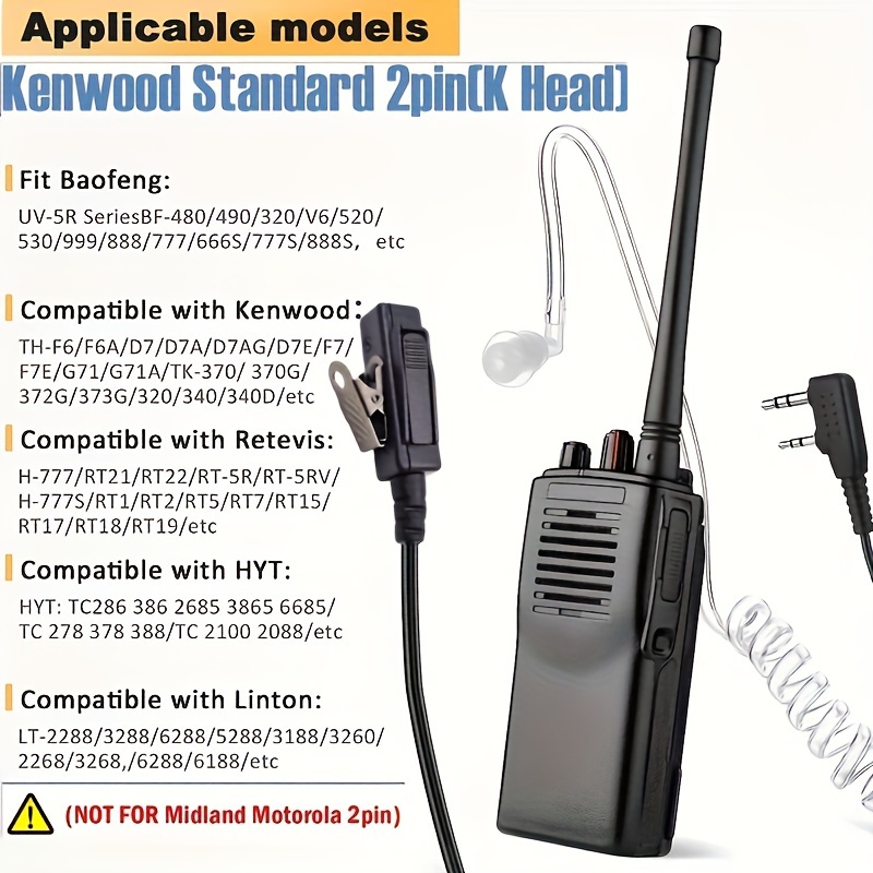 Écouteur Tube Acoustique Retevis 3.5 Mm - Pour Talkie-walkie Motorola, Kenwood - Récepteur Uniquement, Volume Réglable