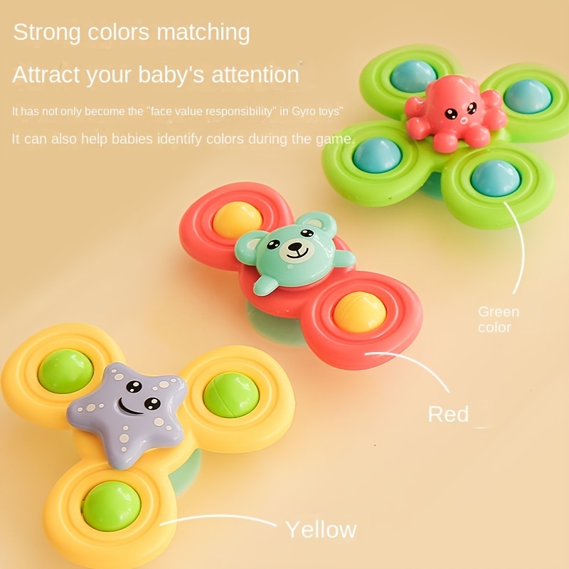 3PCS Baby Spinner Gyro Insect Rattles Gyros Toy Animal Spinning Top Suction  Cup