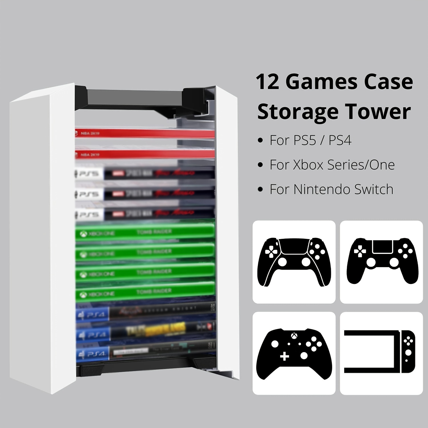 Universal Video Game Storage Case Tower För 12 CD-skivor DVD
