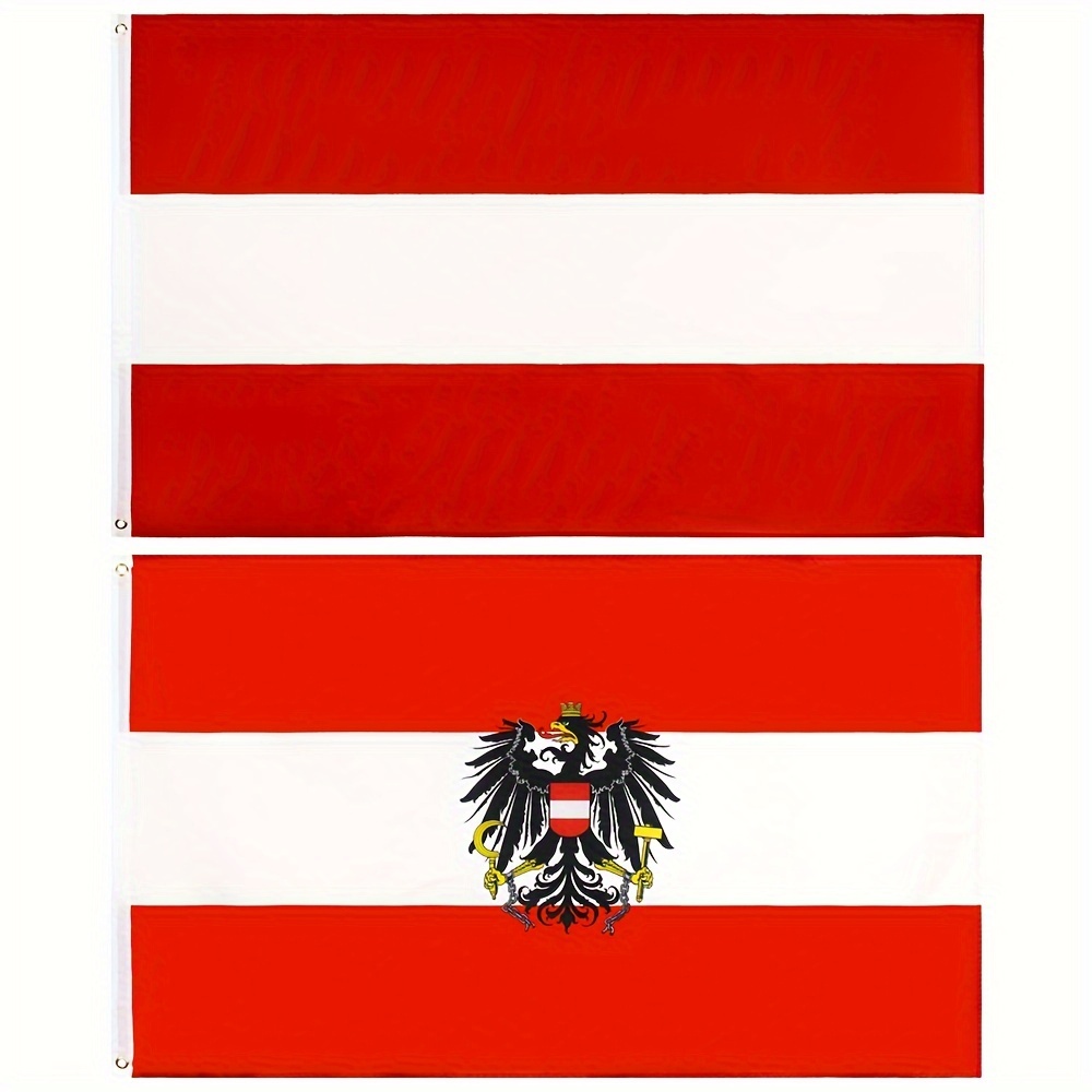 Österreichflagge mit Wappen, Österreich, Nationalfahnen - Flaggenhandel.de