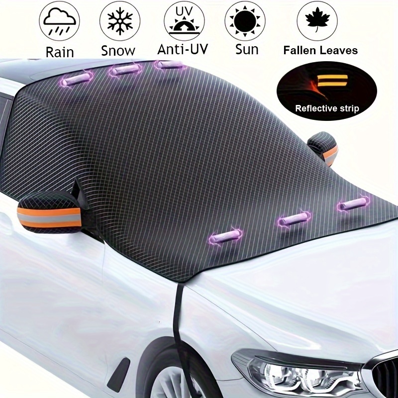 Car Windshield Cover Summer Sun Shade Waterproof Winter Snow Cover Car  Front Windscreen Cover+Reflective Strip & Straps