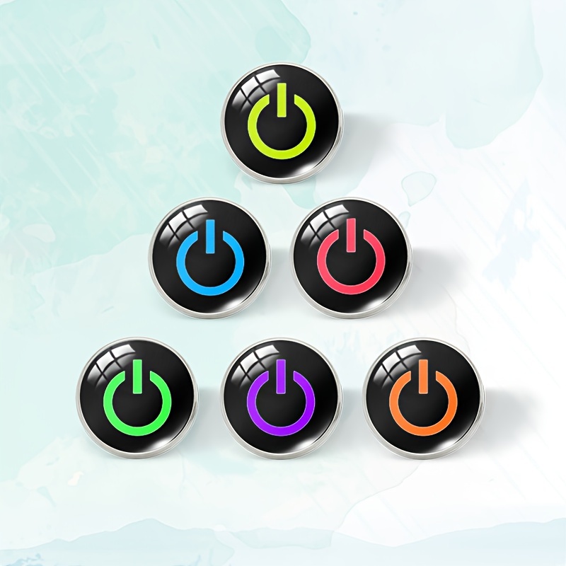 

1pc Power Button Lapel Pin Brooch, Glass Pins Clothing Bag Accessories Men's Gifts