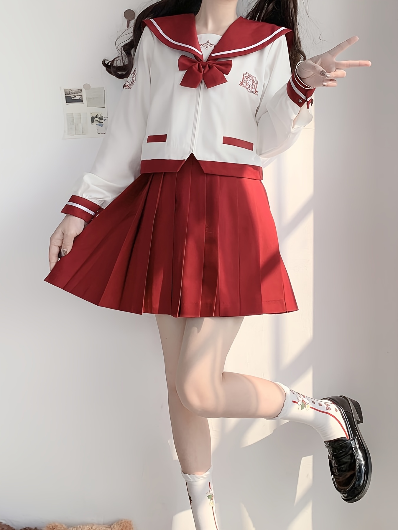 GIRLS WOMEN JAPANESE College School Uniform Short JK Sailor Solid