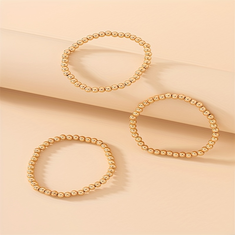 Round Beads Balls Bracelet 18k Gold Plated Golden Color - Temu