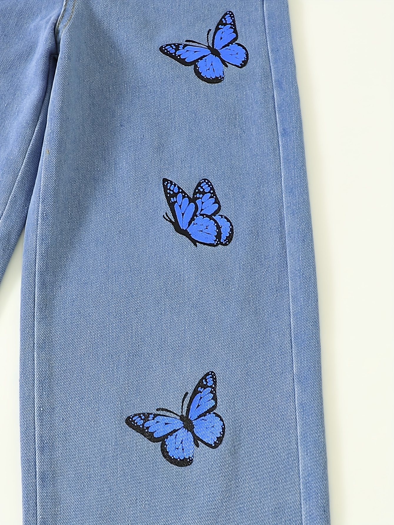 Girls Cute Butterfly Print Jeans Fall/ Winter Casual Wide - Temu