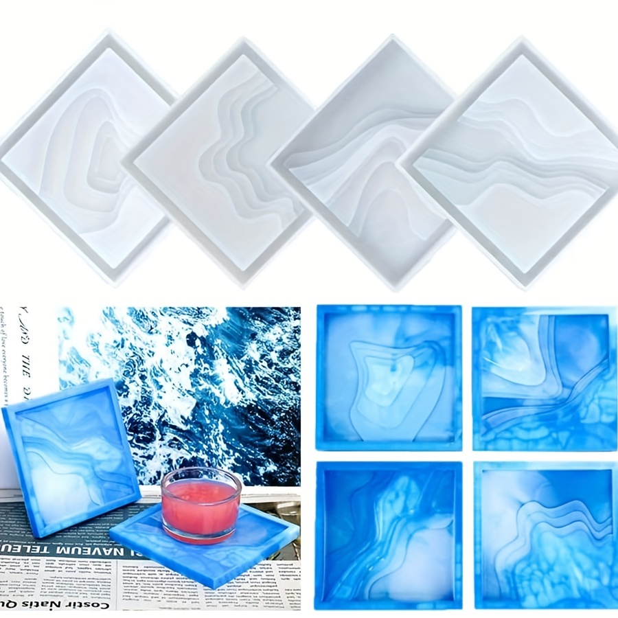 1PCS Silicone Coaster Molds for Resin Casting Epoxy Resin Coaster Molds Kit  Square Round Coaster