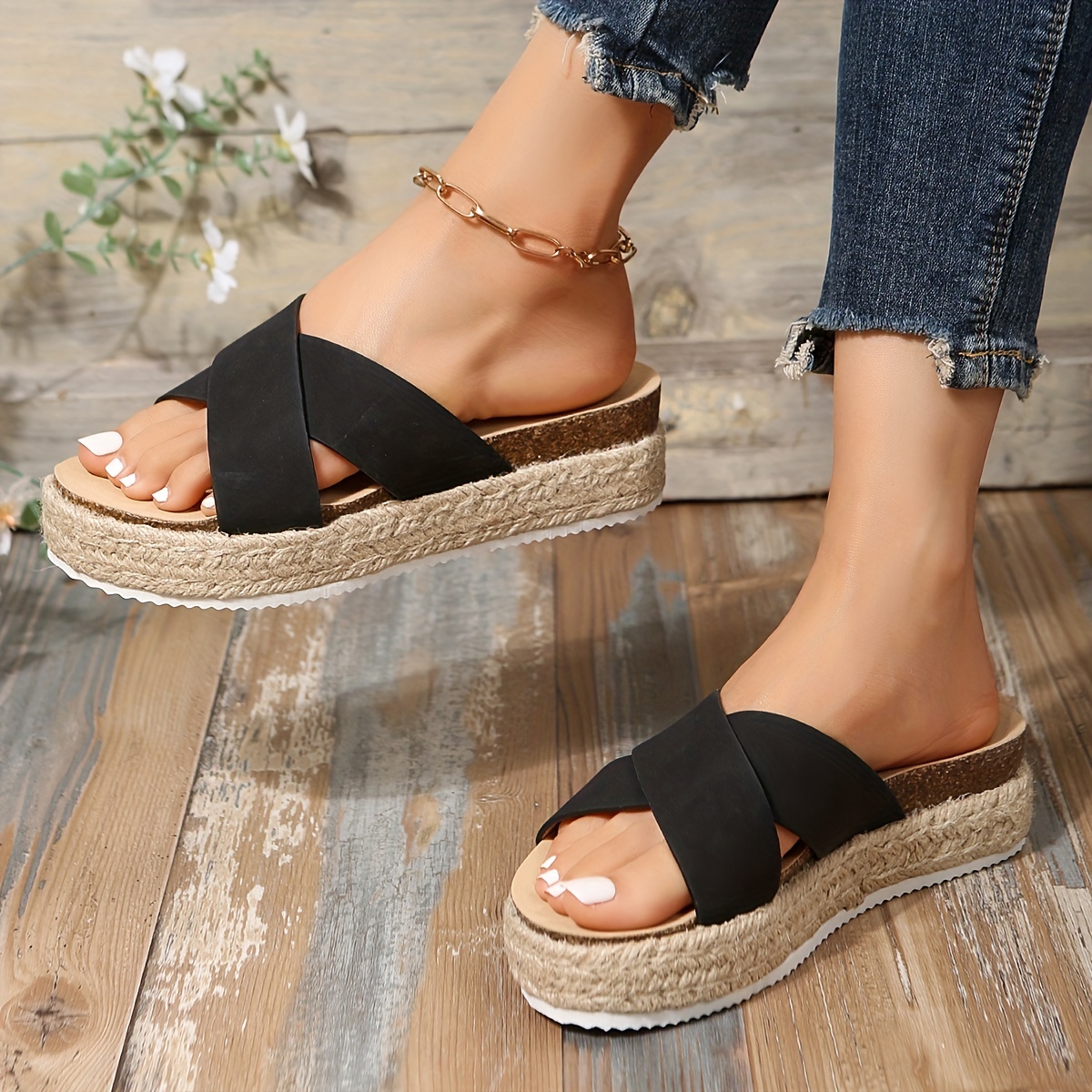 Sandalias esparto plataforma discount negras