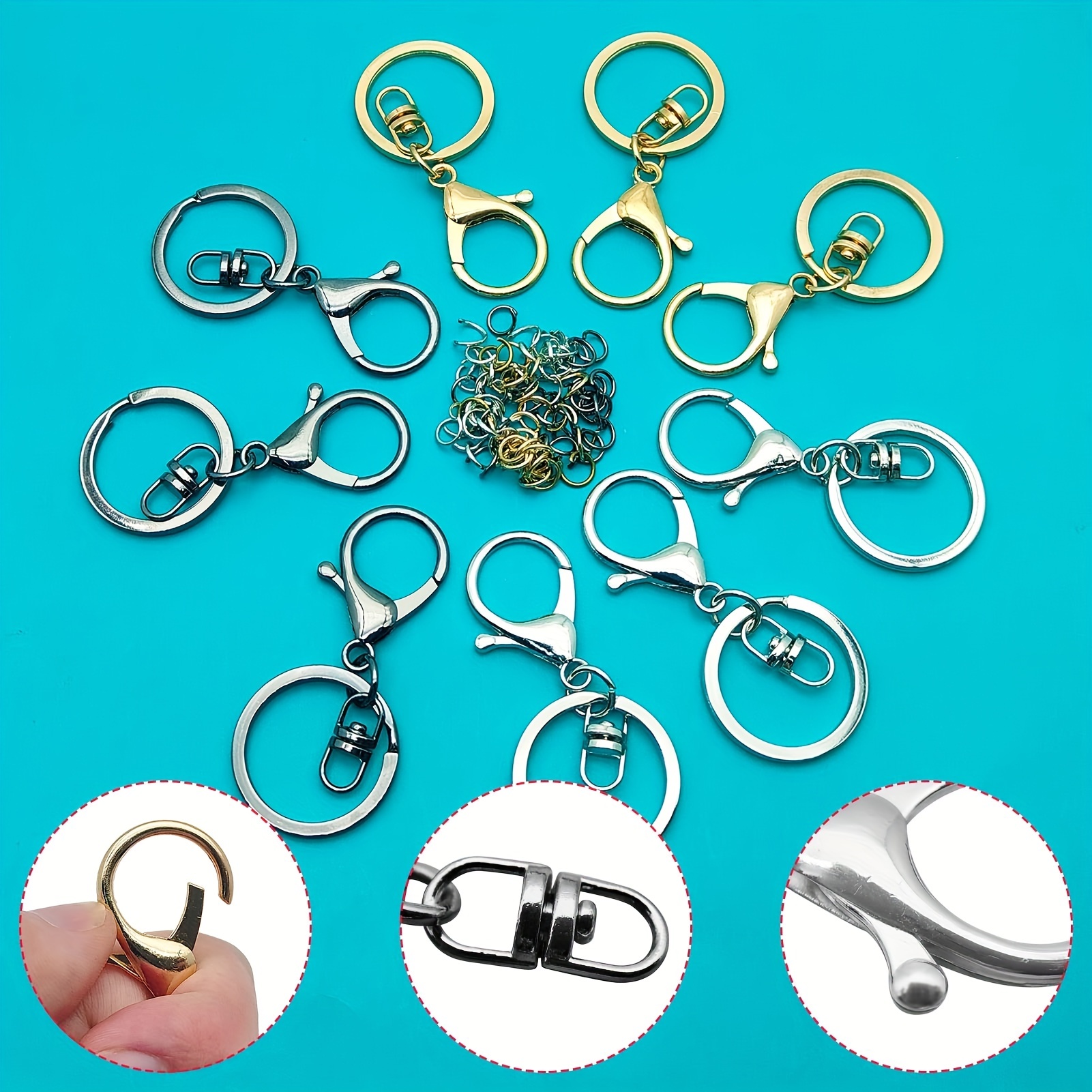 Lobster Clasps Kit For Keychain Making Metal Buckle Hook - Temu