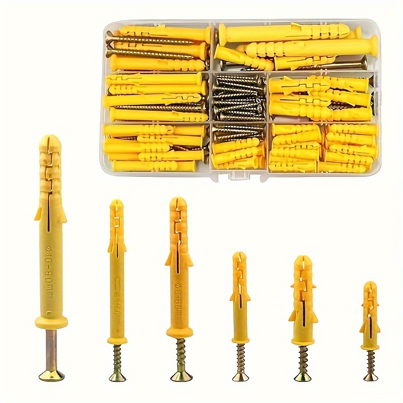 

150pcs Wall Plugs And Screws For Brick, Brick, Heavy Duty Plastic Expansion Tube Anchor Bolt (m6/m8/m10) Combination Set For Holding Photo Frame, Socket, Partition, Hook (30/40/60/80mm)