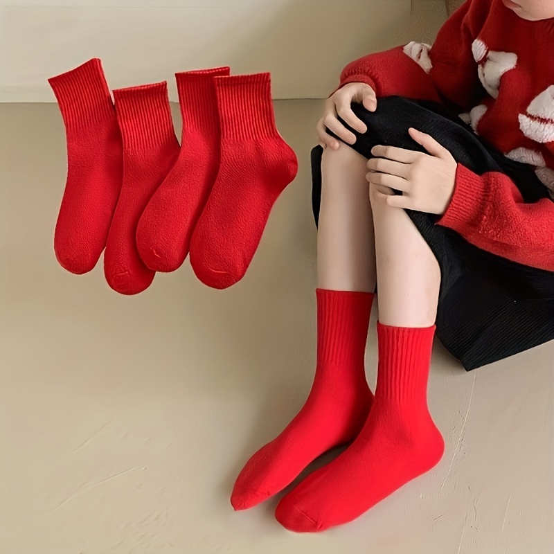 Calcetines con lazo terciopelo para niña rojo