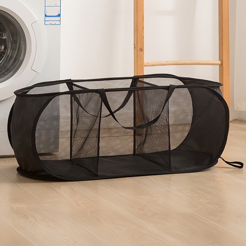 Cesta de lavandería plegable de malla transparente, cesta de almacenamiento  portátil para el hogar, cesta de